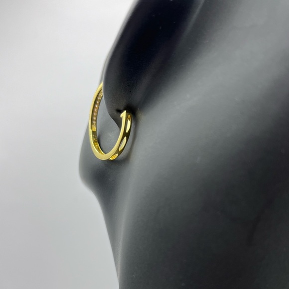 0.25 CT Natural Diamond Gold Plated Hoop Earrings - Picture 3 of 7